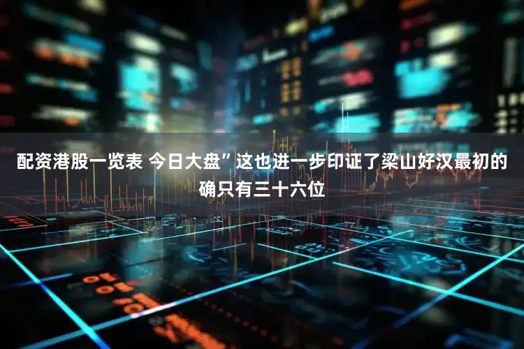 配资港股一览表 今日大盘”这也进一步印证了梁山好汉最初的确只有三十六位